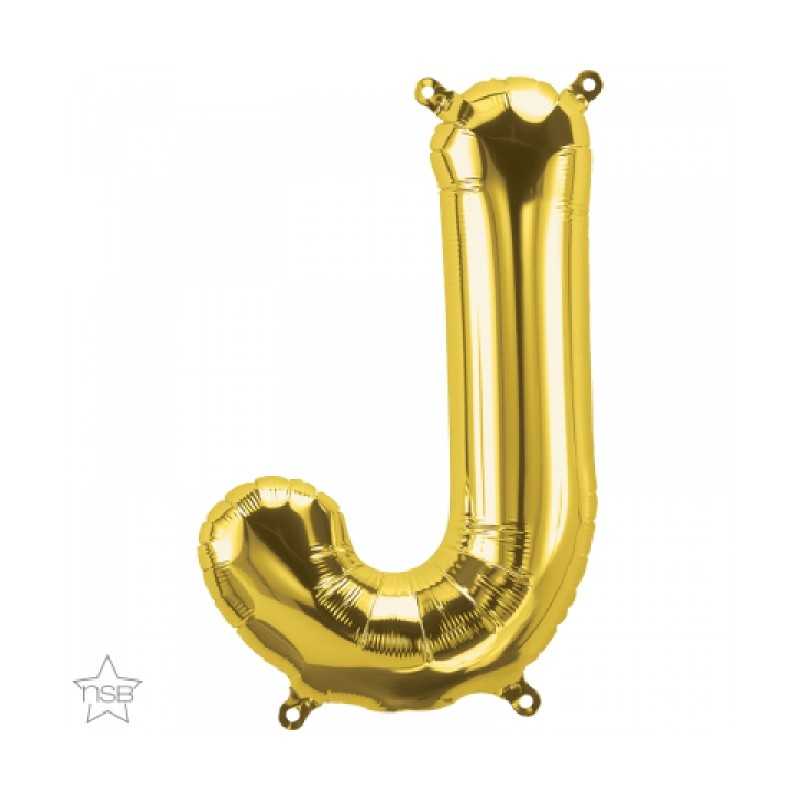BALLON METALLIQUE LETTRE J OR 86 CM
