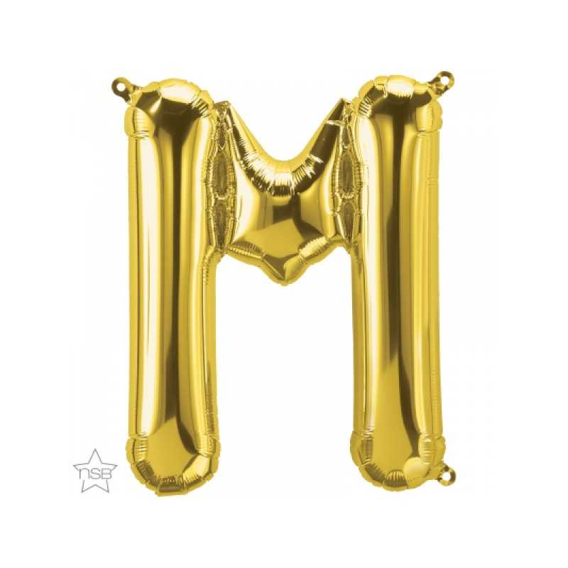 BALLON METALLIQUE LETTRE M OR 86 CM