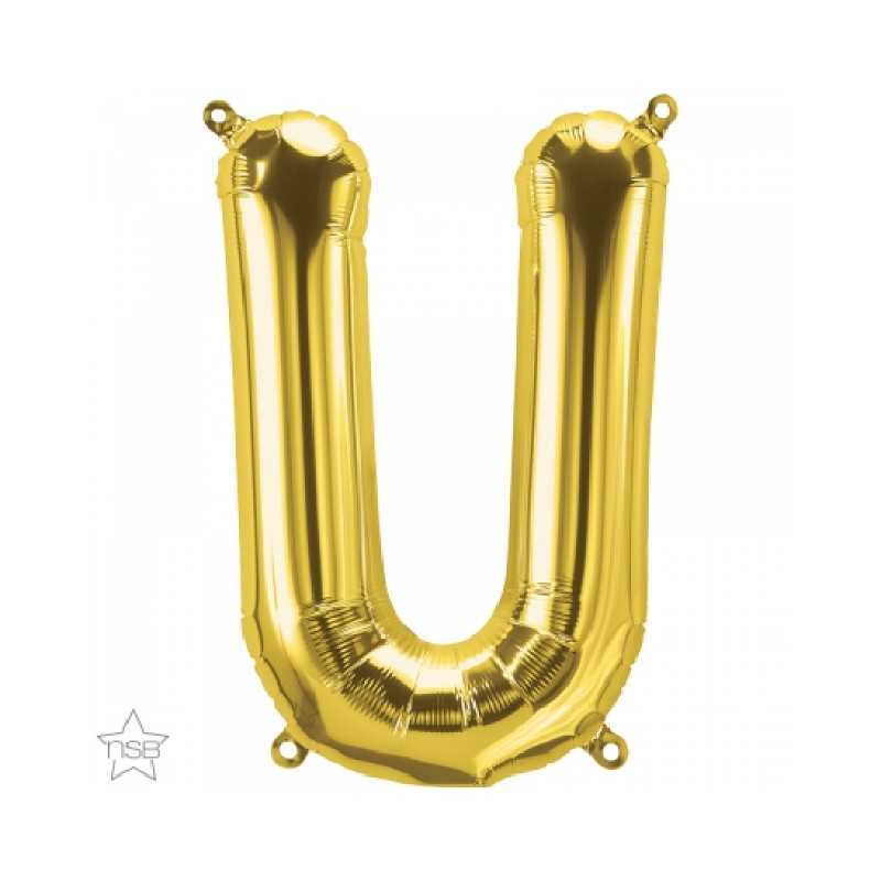 BALLON METALLIQUE LETTRE U OR 86 CM
