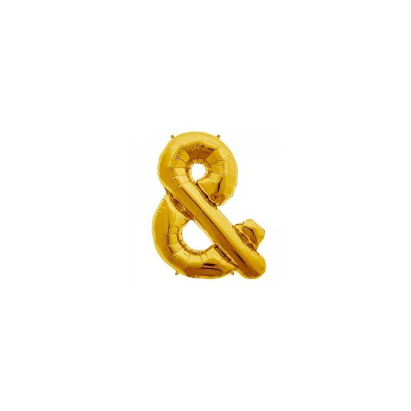 BALLON METALLIQUE LETTRE SYMBOL AMPERSAND ESPERLUETTE & OR 86 CM