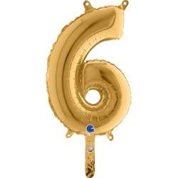 BALLON METALLIQUE CHIFFRE 6 OR 36 CM