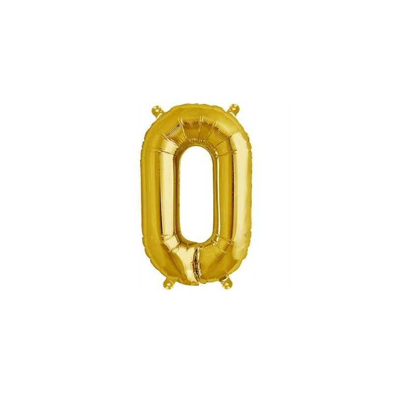 BALLON METALLIQUE CHIFFRE 0 OU LETTRE O OR 41 CM