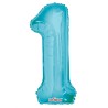 BALLON METALLIQUE CHIFFRE 1 BLEU CIEL 35 CM
