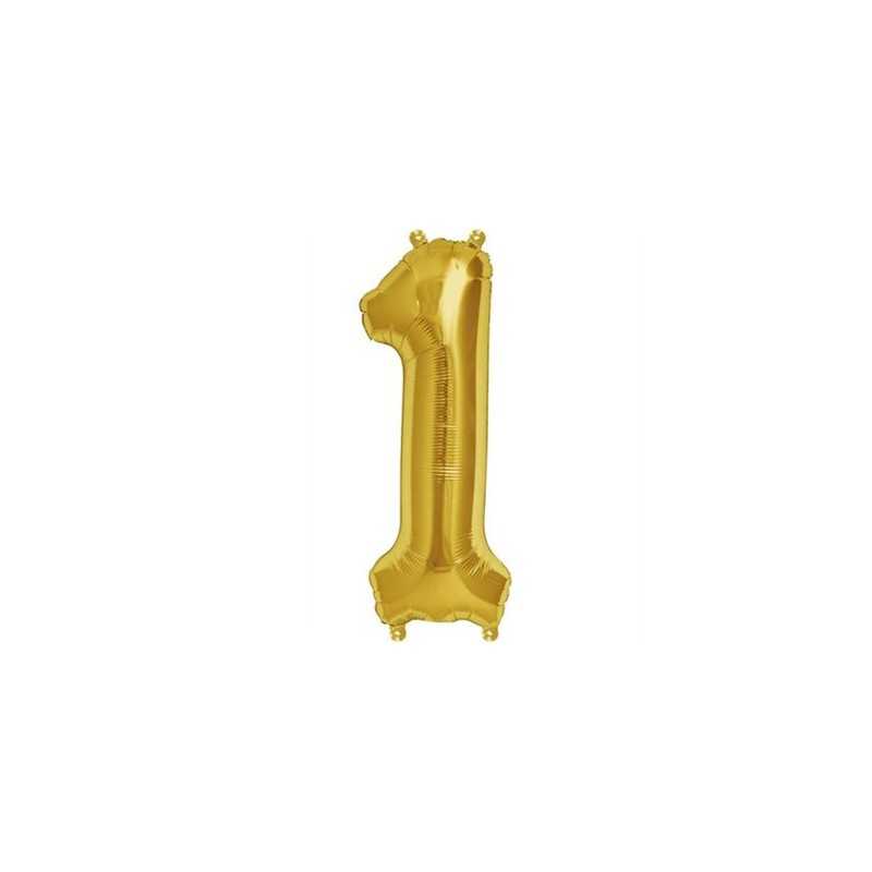 BALLON METALLIQUE CHIFFRE 1 OR 41 CM