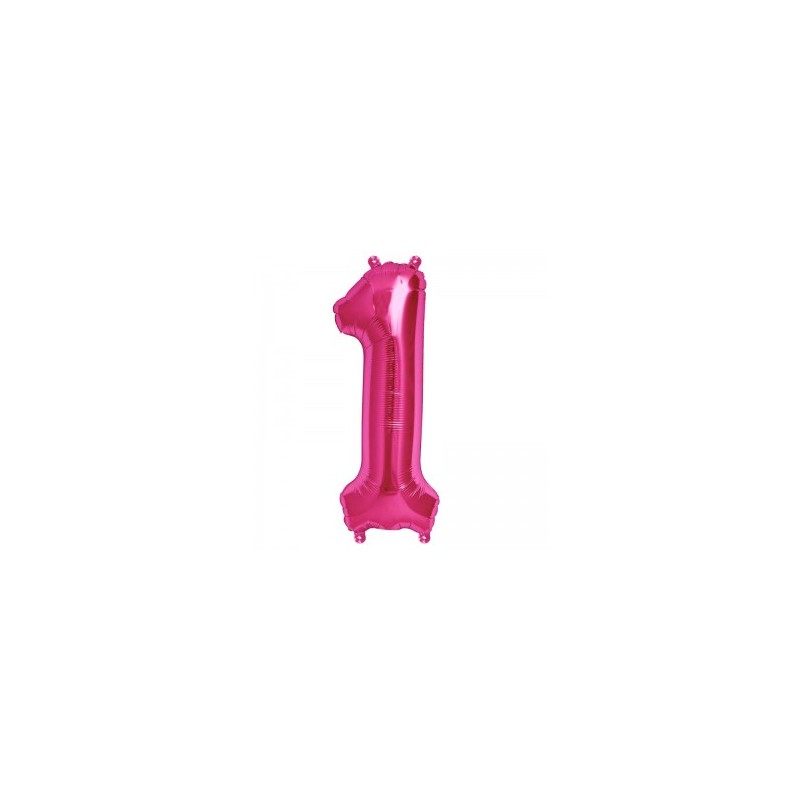 BALLON METALLIQUE CHIFFRE 1 FUSCHIA 41 CM