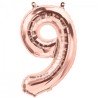 BALLON METALLIQUE CHIFFRE 9 ROSE GOLD 40 CM
