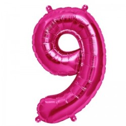 BALLON METALLIQUE CHIFFRE 9 FUSCHIA 41 CM