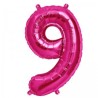 BALLON METALLIQUE CHIFFRE 9 FUSCHIA 41 CM