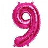 BALLON METALLIQUE CHIFFRE 9 FUSCHIA 41 CM