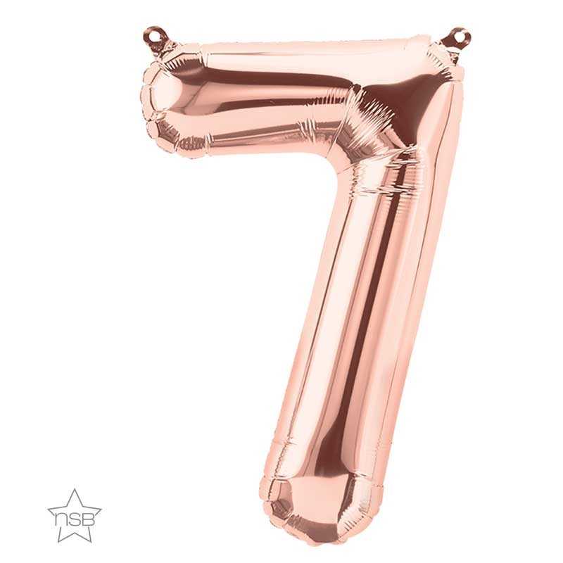 BALLON METALLIQUE CHIFFRE 7 ROSE GOLD 40 CM