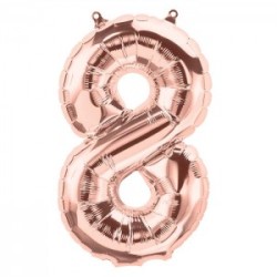 BALLON METALLIQUE CHIFFRE 8 ROSE GOLD 40 CM