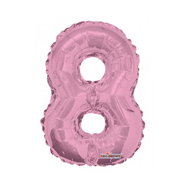 BALLON METALLIQUE CHIFFRE 8 ROSE 35 CM