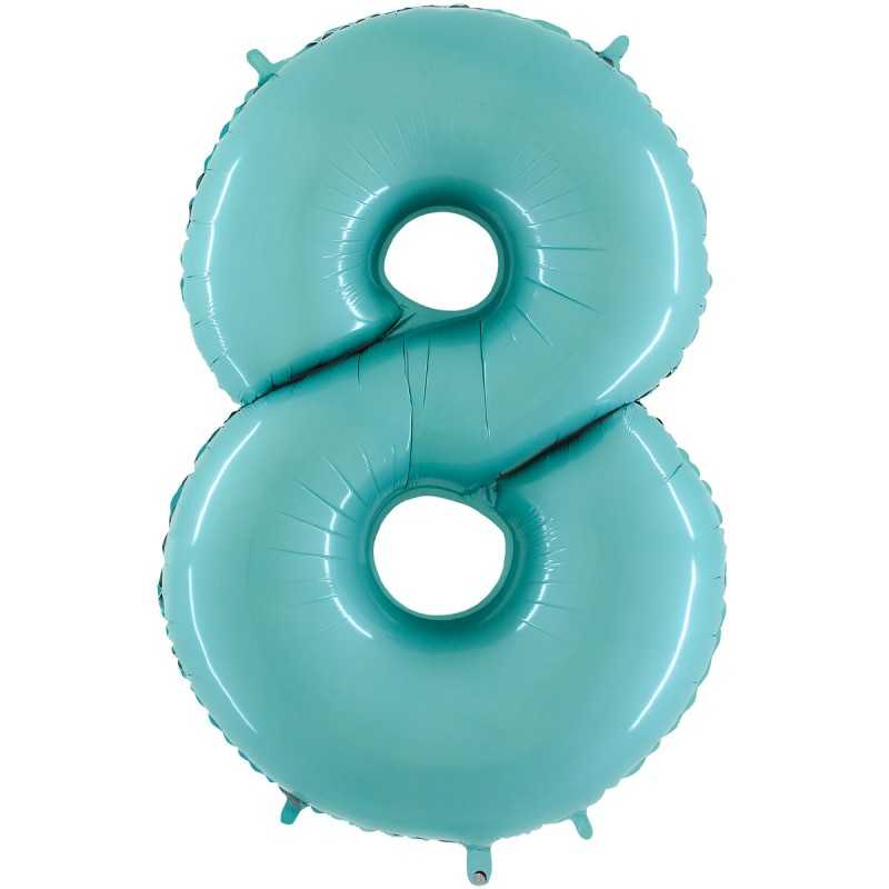 BALLON METALLIQUE CHIFFRE 8 BLEU 35 CM