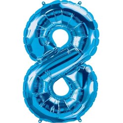 BALLON METALLIQUE CHIFFRE 8 BLEU 41 CM
