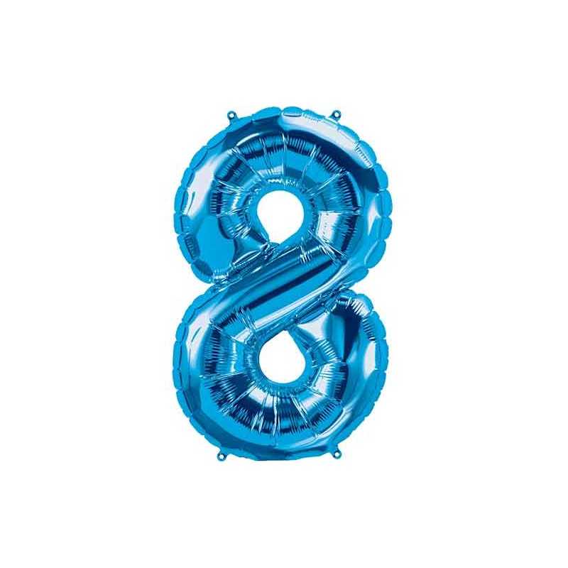 BALLON METALLIQUE CHIFFRE 8 BLEU 41 CM