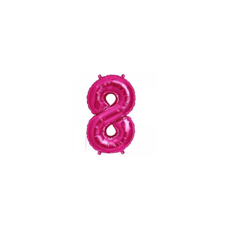 BALLON METALLIQUE CHIFFRE 8 FUSCHIA 41 CM