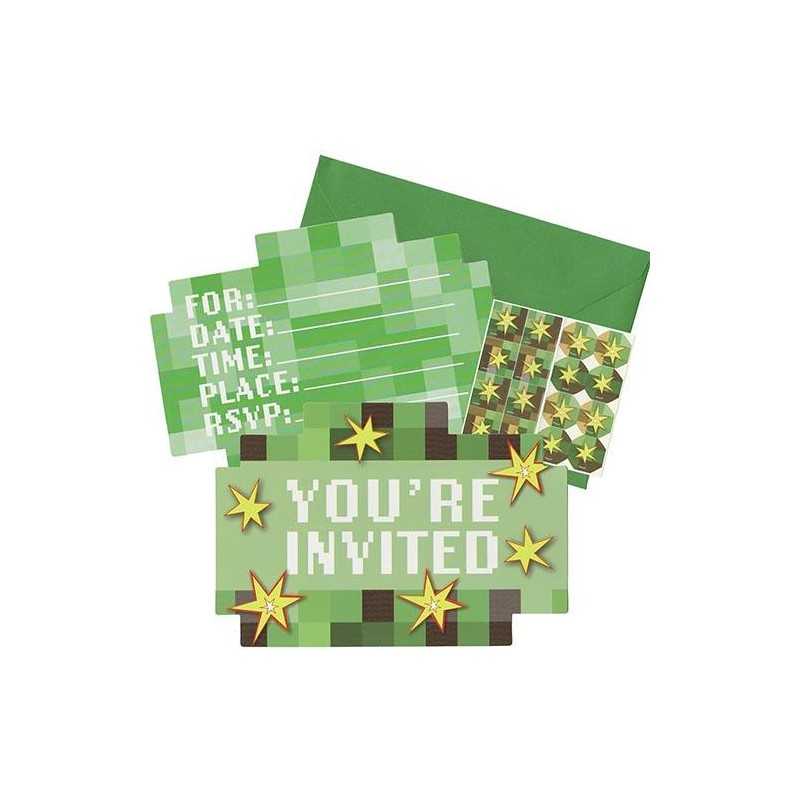 8 INVITATIONS TNT PARTY CAMOUFLAGE