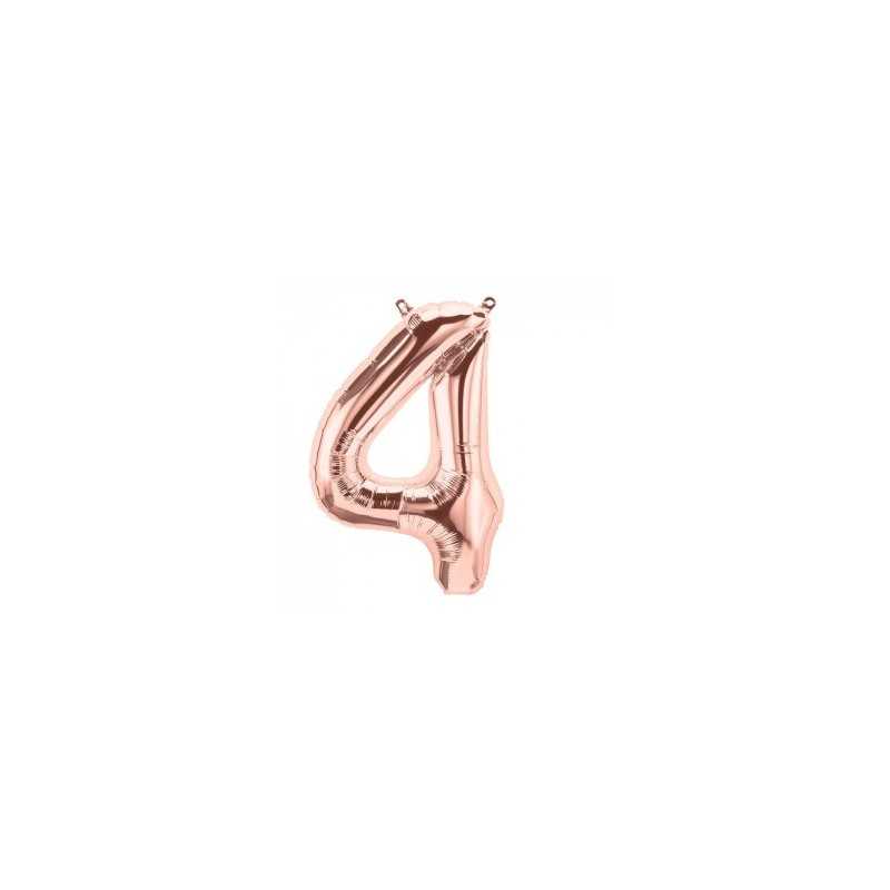 BALLON METALLIQUE CHIFFRE 4 ROSE GOLD 40 CM