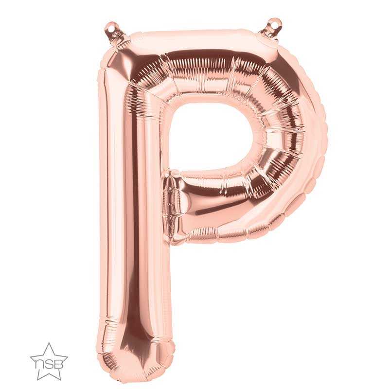 BALLON METALLIQUE ROSE GOLD LETTRE P 40 CM
