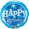 BALLON METALLIQUE ROND HAPPY BIRTHDAY BLEU ET ARGENT 91 CM