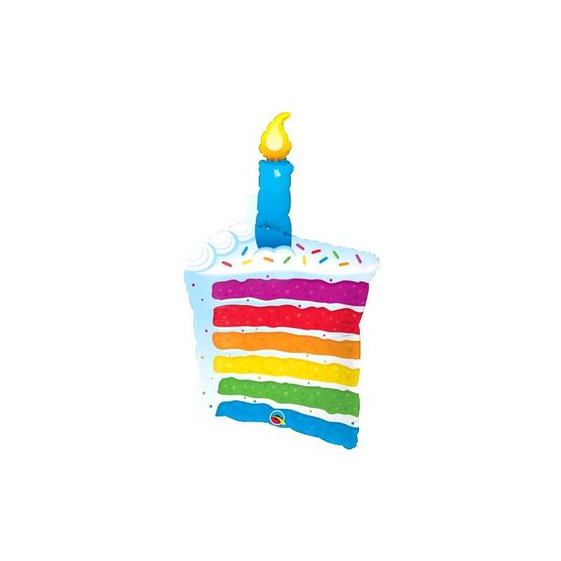 BALLON METALLIQUE TRANCHE DE GATEAU ANNIVERSAIRE 107 CM