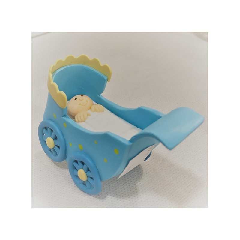FIGURINE BEBE DANS LANDEAU BLEU