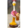 FIGURINE CIGOGNE AVEC BEBE ROSE