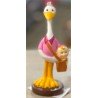 FIGURINE CIGOGNE AVEC BEBE ROSE