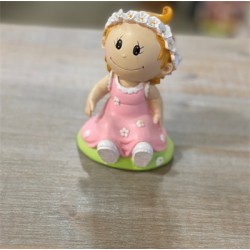 FIGURINE FILLE ROSE ROBE A FLEURS