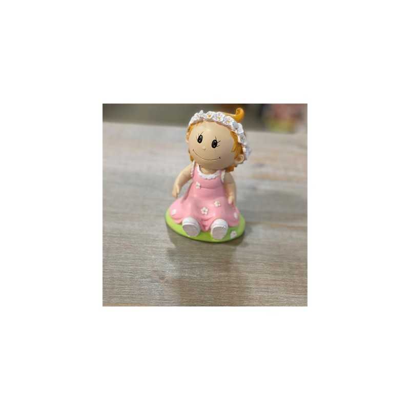 FIGURINE FILLE ROSE ROBE A FLEURS