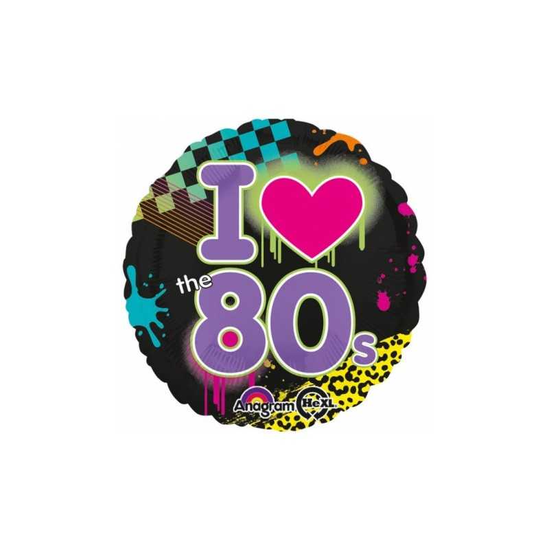 BALLON METALLIQUE I LOVE THE 80 DIAMETRE 43 CM