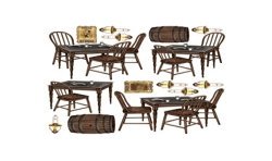 DECORATION WESTERN TABLES CHAISES TONNEAUX ET LAMPES 15 ELEMENTS