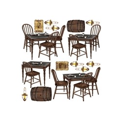 DECORATION WESTERN TABLES CHAISES TONNEAUX ET LAMPES 15 ELEMENTS
