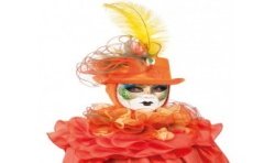 COIFFE VENITIENNE ORANGE : CHAPEAU ET COLERETTE