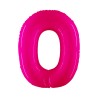 BALLON METALLIQUE CHIFFRE 0 ROSE FLUO 100 CM