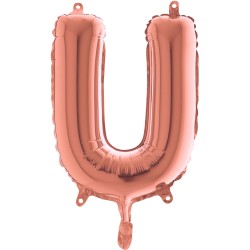 BALLON LETTRE U ROSE GOLD 36 CM