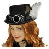 HAUT DE FORME NOIR AVEC LUNETTES STEAMPUNK