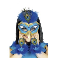 SET DE PAON BLEU MASQUE COL 2 BRACELETS