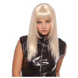 PERRUQUE BLONDE CHEVEUX LISSES AVEC FRANGE