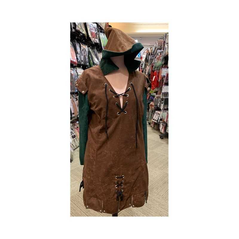 DEGUISEMENT ROBIN DES BOIS FEMME MEDIEVALE MARRON ET VERT TAILLE M-L