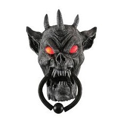 DECORATION HALLOWEEN HEURTOIR DE PORTE SON ET MOUVEMENT 33 CM