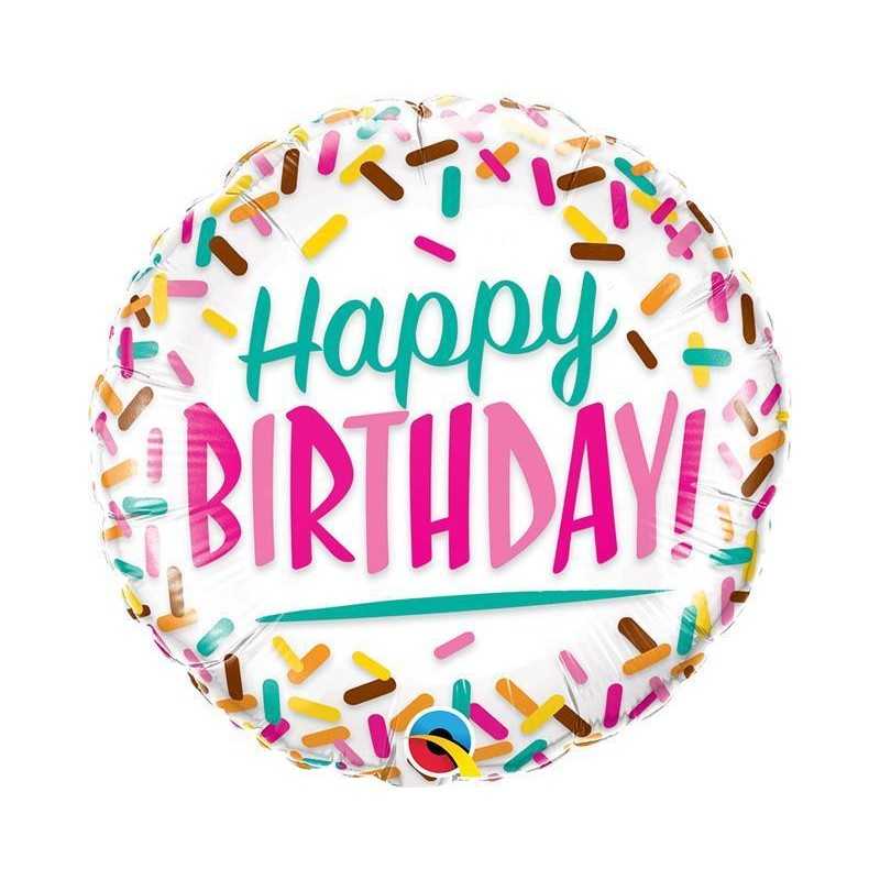 BALLON METALLIQUE HAPPY BIRTHDAY MULTICOLOR COPEAUX 46CM