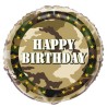 BALLON METALLIQUE ROND MILITAIRE HAPPY BIRTHDAY 46 CM