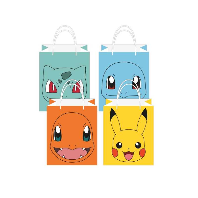 8 SACS CADEAUX POKEMON PIKACHU ET SES AMIS EN PAPIER 12.7 X 21.5 CM