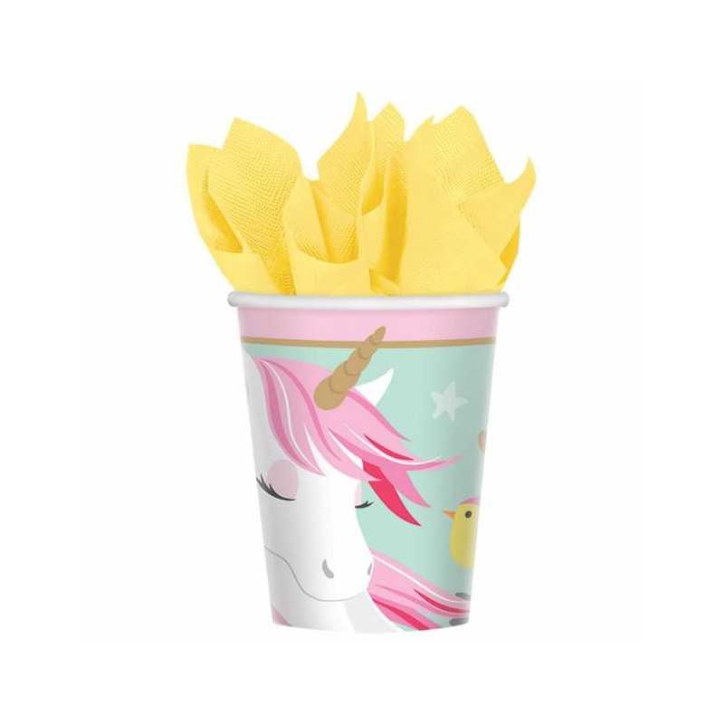 8 GOBELETS CARTON 250 ML LICORNE PASTEL