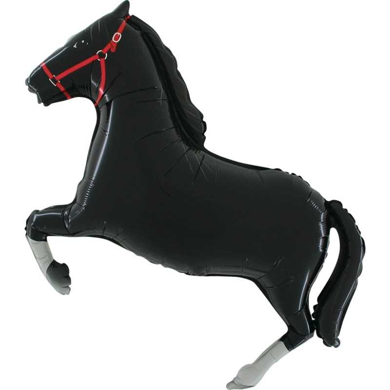 BALLON METALLIQUE CHEVAL NOIR 90 CM