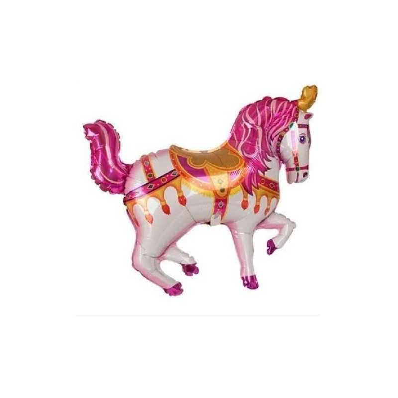 BALLON METALLIQUE CHEVAL DE CIRQUE ROSE