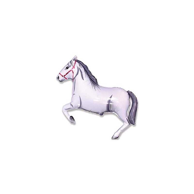 BALLON METALLIQUE CHEVAL BLANC 90 CM