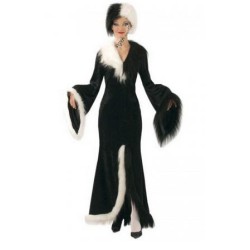 DEGUISEMENT CRUELLA ROBE VELOUR NOIRE TAILLE 38/40