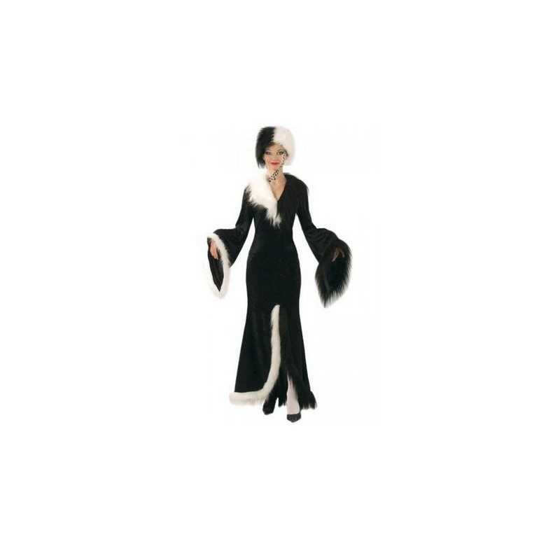 DEGUISEMENT CRUELLA ROBE VELOUR NOIRE TAILLE 38/40